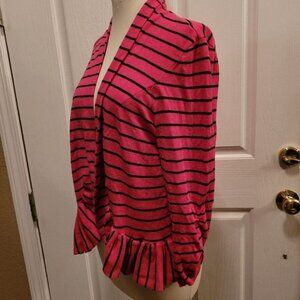 Torrid cardigan knit sweater size 1 1X black pink soft rockabilly ruffle Trim